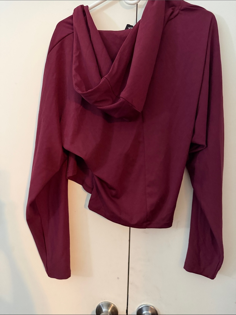 Cider Draped Wrap Long-Sleeve Top in Burgundy Plum - Picture 2 of 5